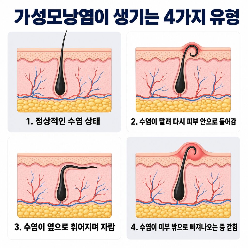 리프트 앤 컷 방식의 가장 큰 단점. 남성의 경우 피부가 두껍기 때문에 번 4번 유형이 자주 발생합니다.