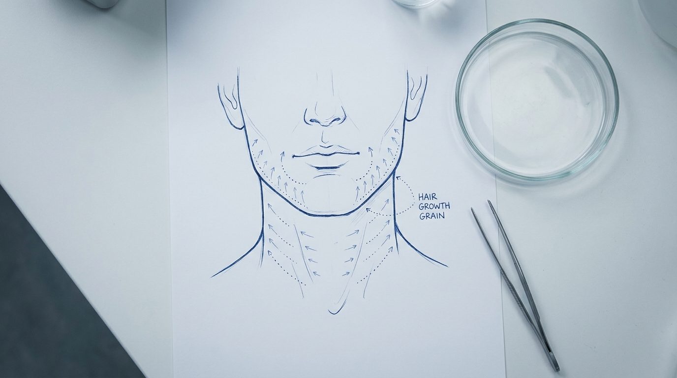 목 수염 결을 먼저 파악하는 것이 중요합니다. 사람마다 다르고 소용돌이처럼 나는 구역도 있습니다